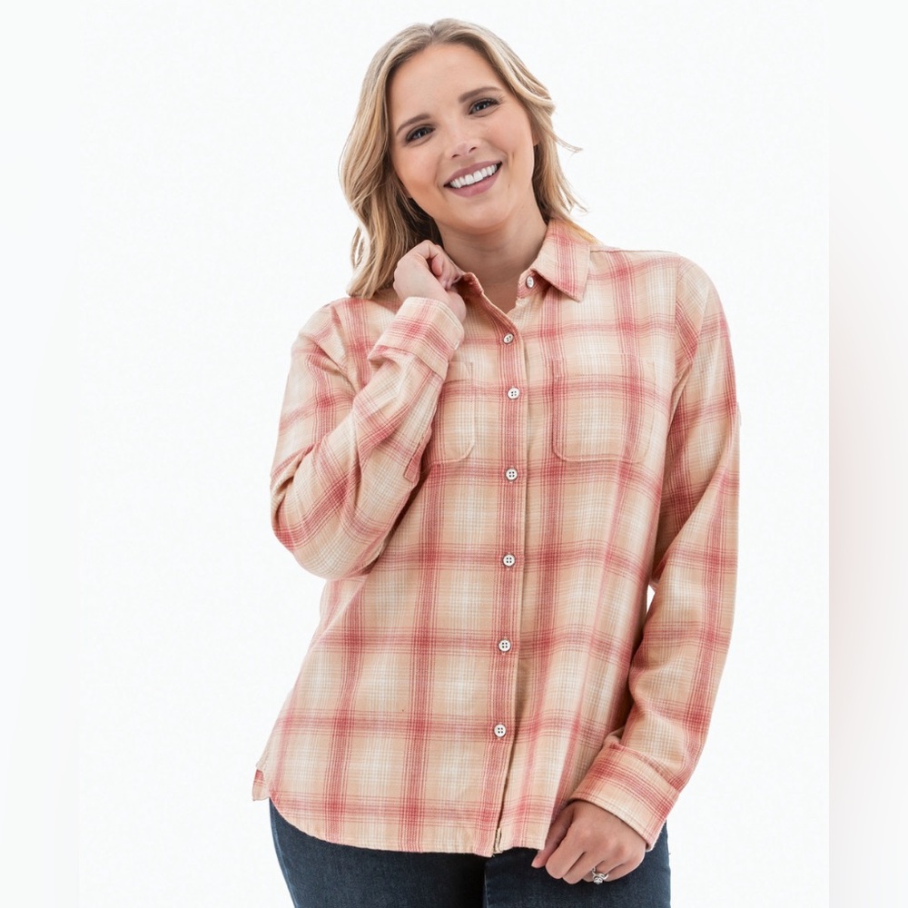 Old Ranch Flannel Shirt Small Pink White Old Ranch Plaid Button Down Shirt